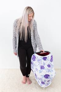Multi-use Baby Capsule Car sheet Cover Lavender Roses