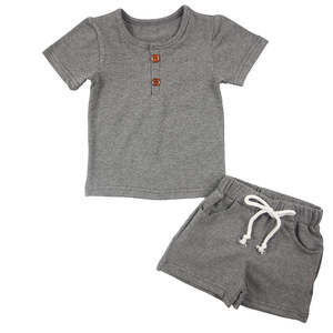 Baby Clothes: Kids Summer T-shirt & Shorts - Grey