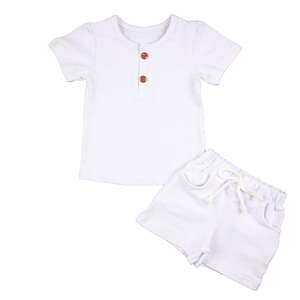 Baby Clothes: Kids Summer Shorts and shirt set  - Milky White