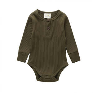 Baby Clothes: Ruffle Ribbed Bodysuit| Olive Green
