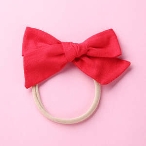 Head Bow: Cotton Linen Headband Bow | Red