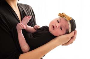 Head Bow: Yellow Baby Bowknot Velvet Elastic Headband