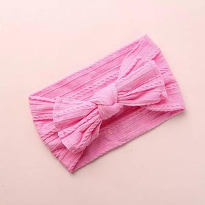 Head Bow: Pink Cable Bow Headband