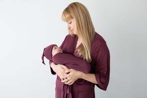 Wine Red Maternity Robe & Matching Swaddle Set