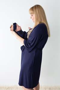 Maternity Robes Amp Matching Baby Swaddle: Indigo Blue Maternity Robe & Matching Swaddle Set