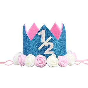 1/2 Birthday Flower Tiara | Blue