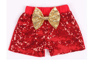 Short Pant Romper Set: Baby Girl Sparkle Short Pant | Red