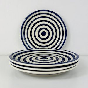 Dinnerware Ceramics: Dinner Plates (Set of 4) - Navy Stripe