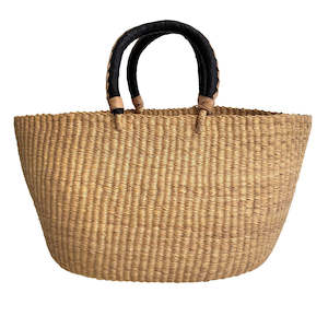 Shopper Basket - Natural with Black Handles