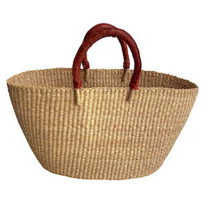 Bags Baskets: Shopper Basket - Natural with Tan Handles