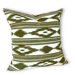 Cushions: Ikat Cushion - Olive Green