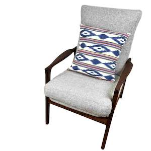 Cushions: Ikat Cushion - Blue with Red & Gold