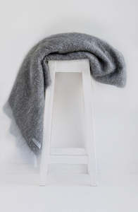 Blankets Throws: Mohair Throw Blanket - Grey