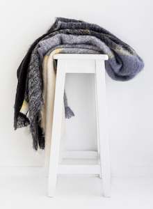 Blankets Throws: Mohair Throw Blanket - Grey, Charcoal & Cream