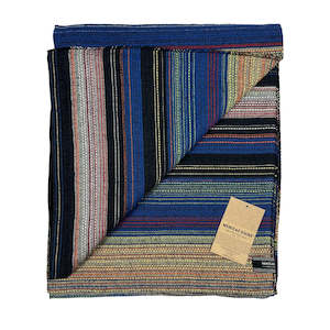Blankets Throws: Cotton Throw Blanket | Fina - Dark Rainbow