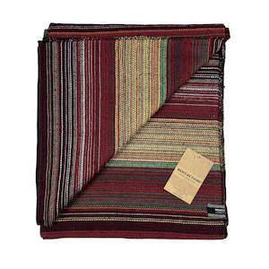 Blankets Throws: Cotton Throw Blanket | Fina - Burgundy, Red & Yellow