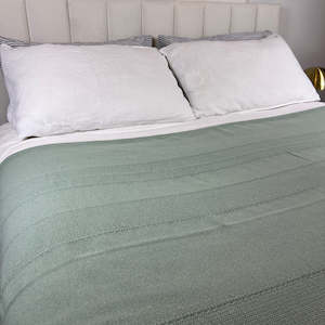 Blankets Throws: Medium Cotton Bed Cover - Sage