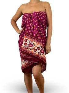 Sarongs Pareos: Flower Border Sarong - Syrah