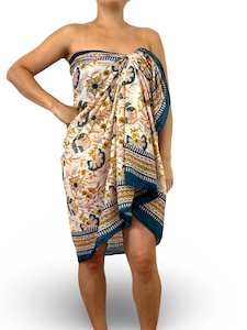 Sarongs Pareos: Paisley Sarong - Blue & Gold