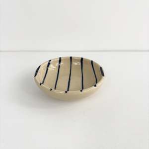 Pottery Ceramics: Mini Saucer - White & Blue Pinstripe