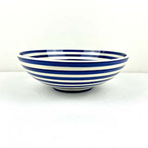 Serveware: Serving Bowl - Hand painted - Navy Stripe
