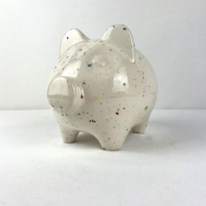 Objects Ornaments: Piggy Bank - Ceramic - White