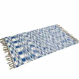 Rug - Medium - Blue, White & Black Zigzag