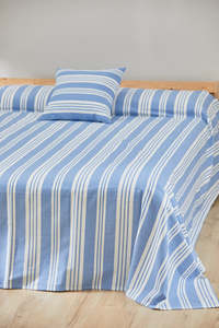 Blankets Throws: Blue Stripe Bed Cover