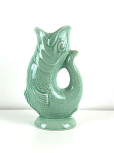Jugs Vases: Fish Gluggle Jug - Mint