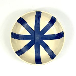 Dinnerware Ceramics: Pasta Bowl - Blue Stripe - Hand painted