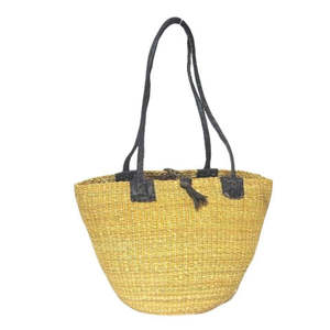 Shoulder Basket - Natural with Black Handles
