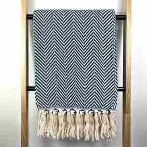 Throw Blanket - Chevron - Cotton - Peacock
