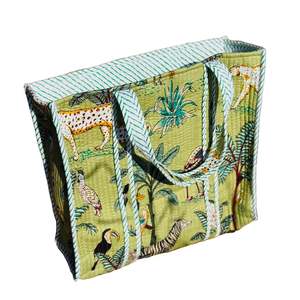 Cotton Tote Bag - Jungle Matcha Green