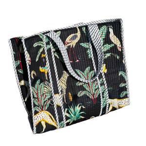 Cotton Tote Bag - Jungle Black