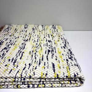 Rugs Mats: Medium Floor Rug - White, Blue & Yellow Zigzag