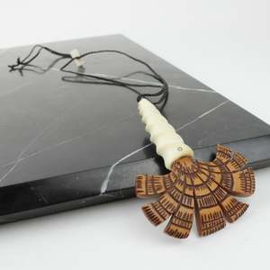 Antler spiral seaweed fan necklace