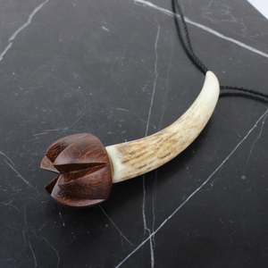 Antler and oak bud necklace