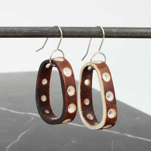 Artist Rachel Lambert: Brown oval antler holey earrings
