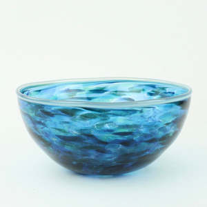 Grinter Glass: Tear drop vase - ocean blue