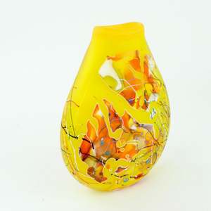 Grinter Glass: Etched Shard Vase - yellow