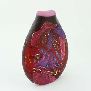 Grinter Glass: Etched Shard Vase - ruby