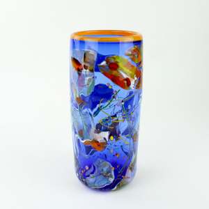 Shard Cylinder Vase - cobalt blue