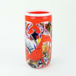 Grinter Glass: Shard Cylinder Vase - fire red II