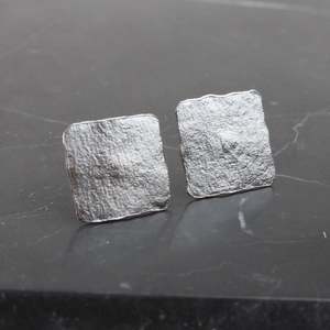 Artist Ilse Marie Erl: Square Studs - oxidised silver