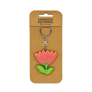 100 Nz: Wooden Keyring - Pohutukawa