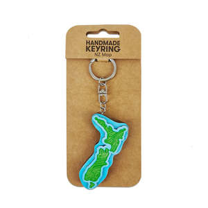100 Nz: Wooden Keyring - New Zealand