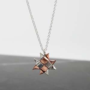 Woven Whetū pendant - copper and silver