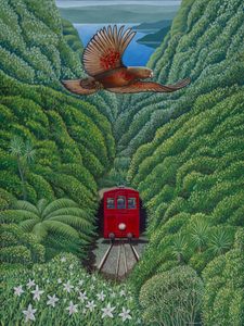 Art: Kaka and the Cable Car, Wellington