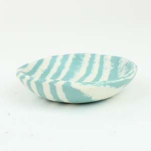 Artist Alex Wilkinson: Nerikomi stripe petite dish - turquoise