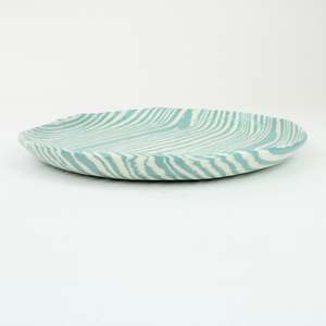 Artist Alex Wilkinson: Nerikomi Stripe Plate - turquoise